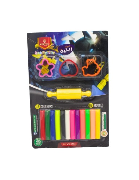 PATE A MODELER 12 COULEURS+3 MOULES VERTEX VS-1331