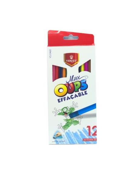 CRAYONS COULEUR 12 PCS MAX EFFACABLE VERTEX VS-0460