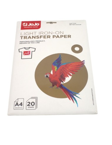 PAPIER TRANSFERT SUR TISSU BLANC OU FONCE A4-20F JOJO