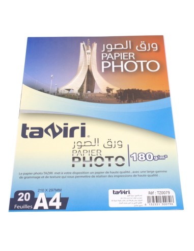 PAPIER PHOTO A4 180G 20F BRILLANT TAZIRI TZ0079