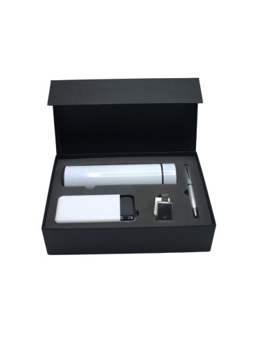 ENSEMBLE CADEAU 4 PCS POWER BANK 10000 mah+ STYLO + SHOP + FLASH DISK 16G BLANC 22-1