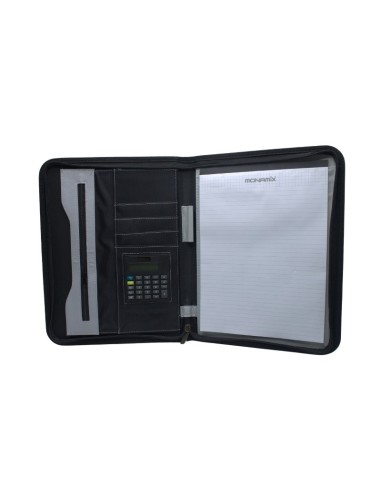 PORTE FOLIO + CALCULATRICE SANS POIGNEE NOIR-TRES GRIS MONAMIX MX-90504