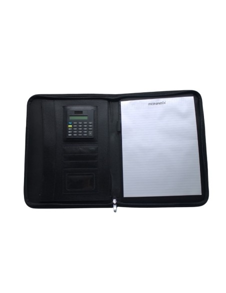 PORTE FOLIO + CALCULATRICE AVEC POIGNEE NOIR MONAMIX MX-90509