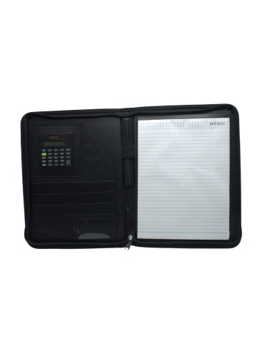 PORTE FOLIO + CALCULATRICE SANS POIGNEE NOIR 1021-6