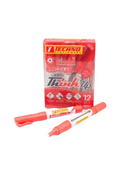 MARQUEUR TABL.BLANC TECHNO ROUGE RECHARGEABLE TETE COUPEE
