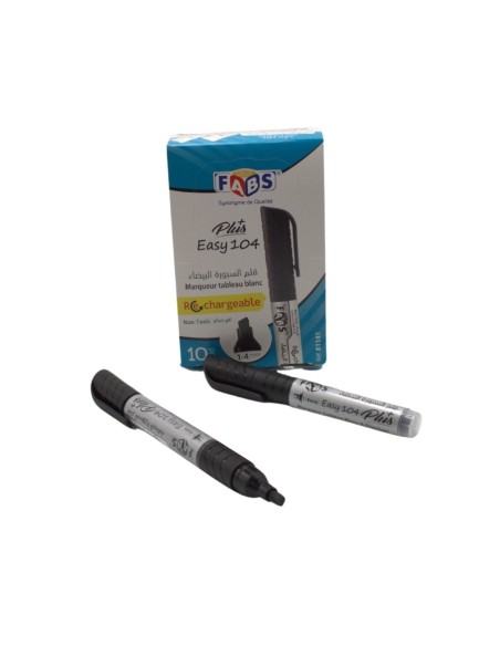 MARQUEUR TABL.BLANC FABS NOIR RECHARGEABLE TETE COUPEE
