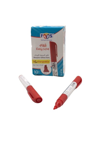 MARQUEUR TABL.BLANC FABS ROUGE RECHARGEABLE TETE COUPEE