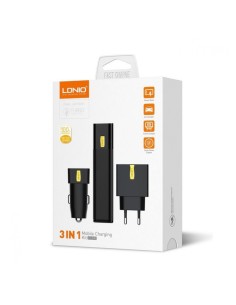KIT DE CHARGEUR USB 2.0A -AUTO 1.5A -POWR BANK 2600AH LDNIO CC200