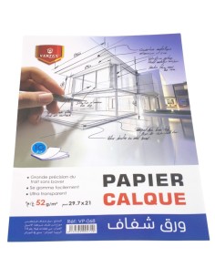 PAPIER CALQUE EN POCHETTE DE 10F A4 52g VERTEX VP-068