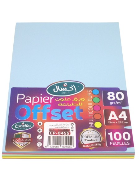 PAPIER OFFSET A4 80G 100F DIF. COULEUR EXCELLES EP-0455