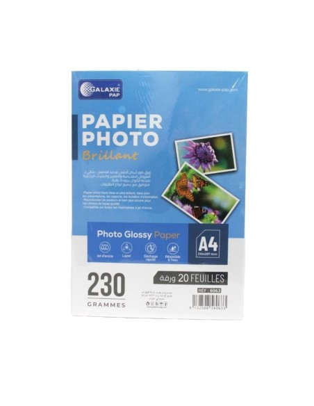 PAPIER PHOTO A4 230G 20F BRILLANT GALAXIE 6063