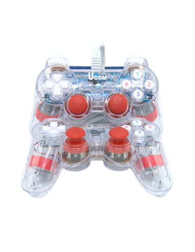MANETTE DE JEU USB DOUBLE VIBREUR UC-JS704S2 UCOM TRANSPARENTE