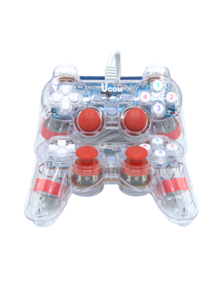 MANETTE DE JEU USB DOUBLE VIBREUR UC-JS704S2 UCOM TRANSPARENTE